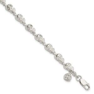 Kazi Luxury Sterling Silver Skull Bracelet